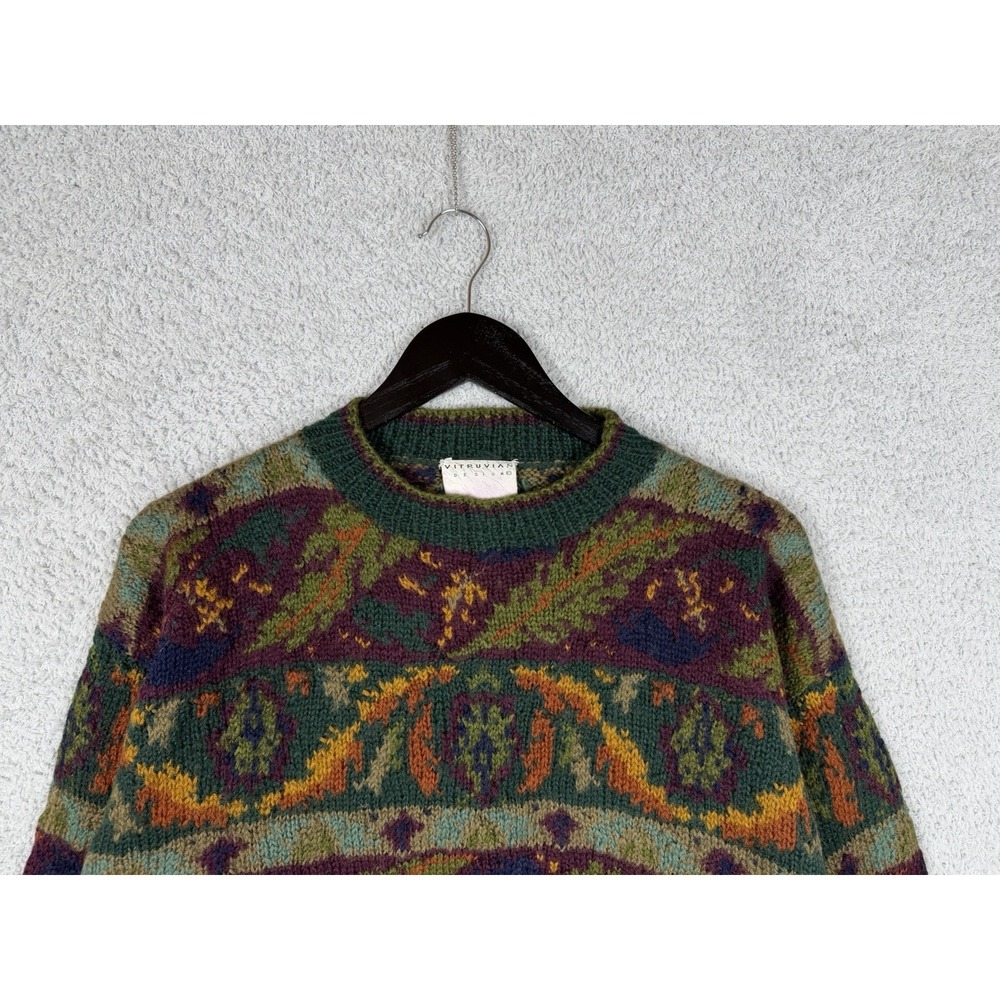 NWT Vitruvian Design Mens M Wool Hand Knit Sweater Multicolor Vintage Nordic VTG - Picture 4 of 8